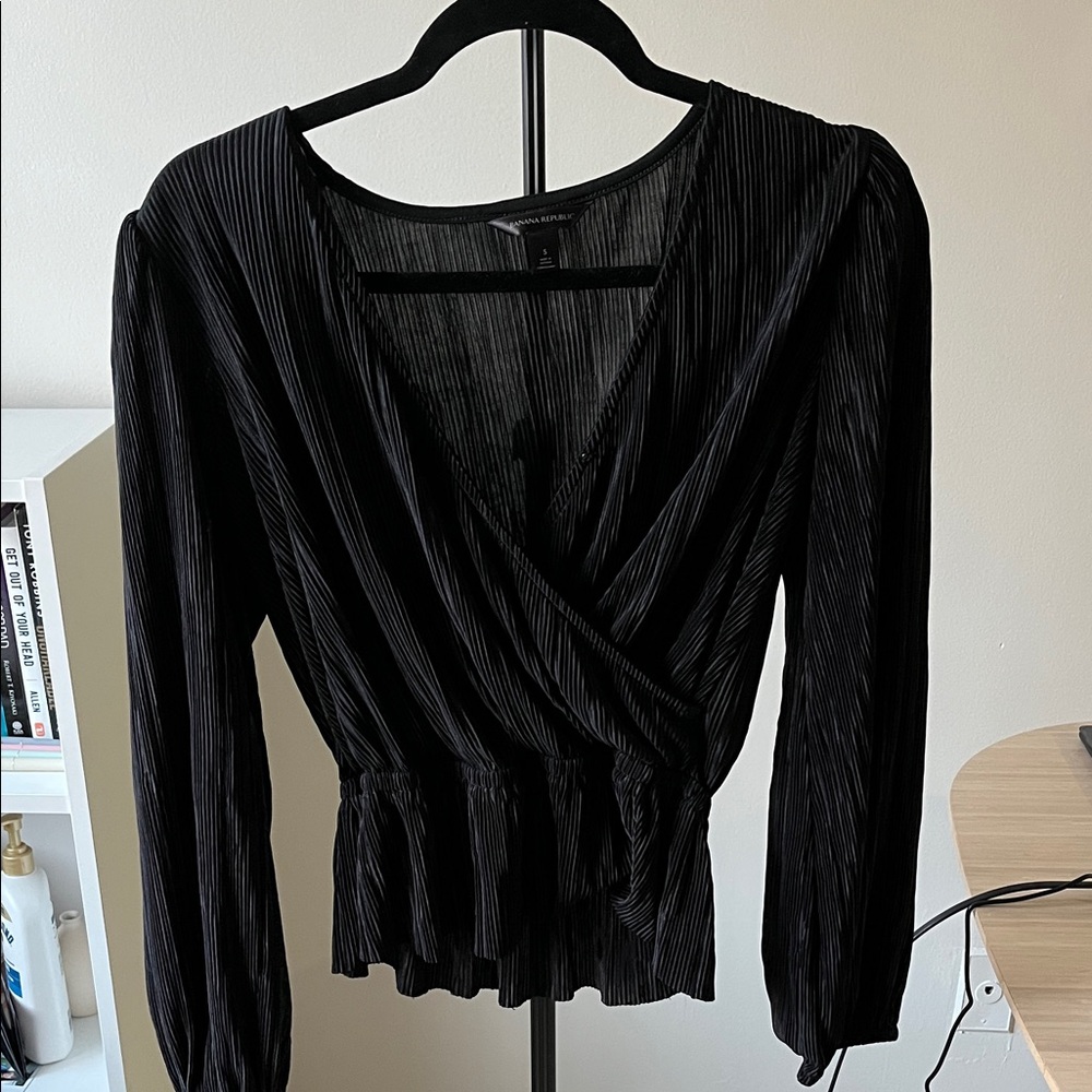 Banana Republic Black Pleated Blouse